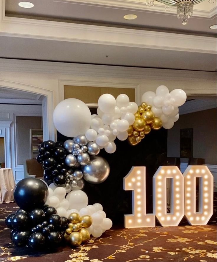 Platinum Glow 100th Anniversary Celebration Balloons