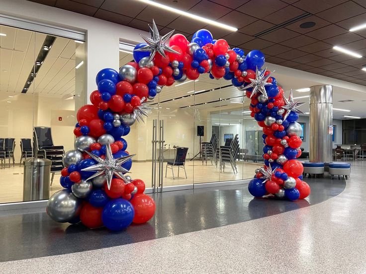 Red & Blue Corporate Success Balloon Arch