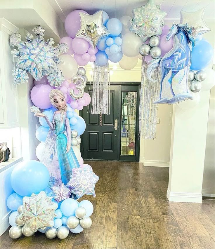 Frozen Theme Blue & White Balloon Decoration