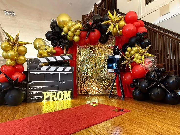 Hollywood Star Balloon Decoration with Red Carpet Theme