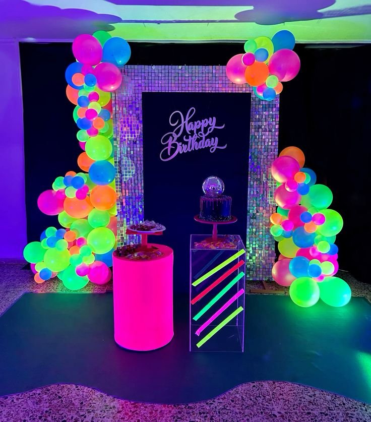LED Glow Balloon Decoration with Neon Lights for Birthday Party