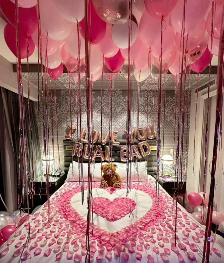 Pink and White First Night Balloon Decoration