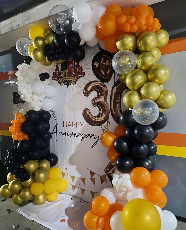 Office Milestone Anniversary Balloon Setup