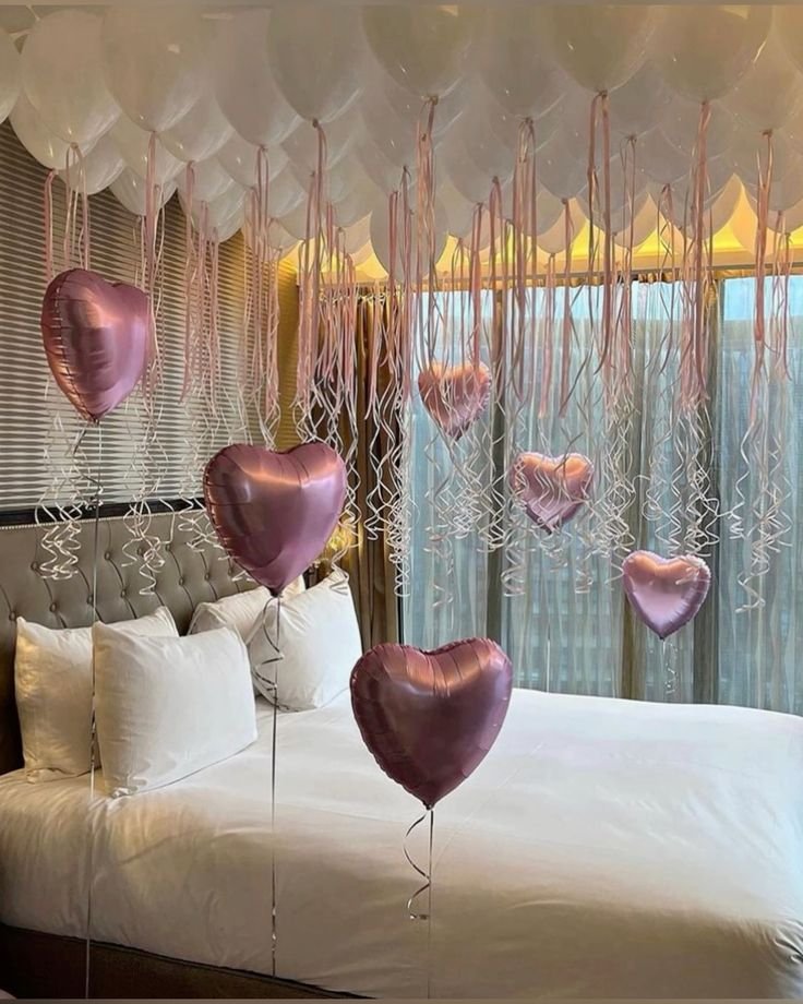 Pink & White First Night Balloon Decoration