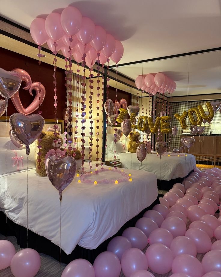 Pink Paradise Balloon decoration for first night