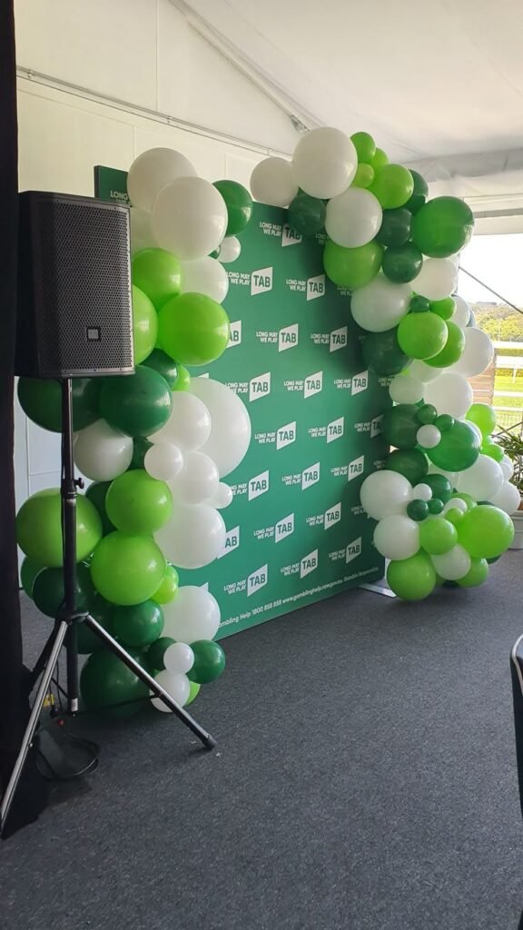 White & Green Team Achievement Balloon decoration