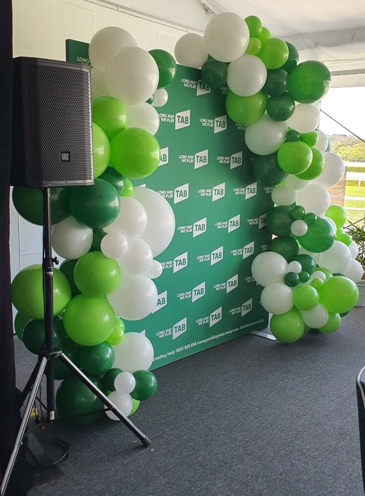 White & Green Team Achievement Balloon decoration