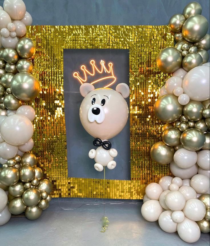 Golden Crown Foil Balloon Decoration for Birthday Stage Setup