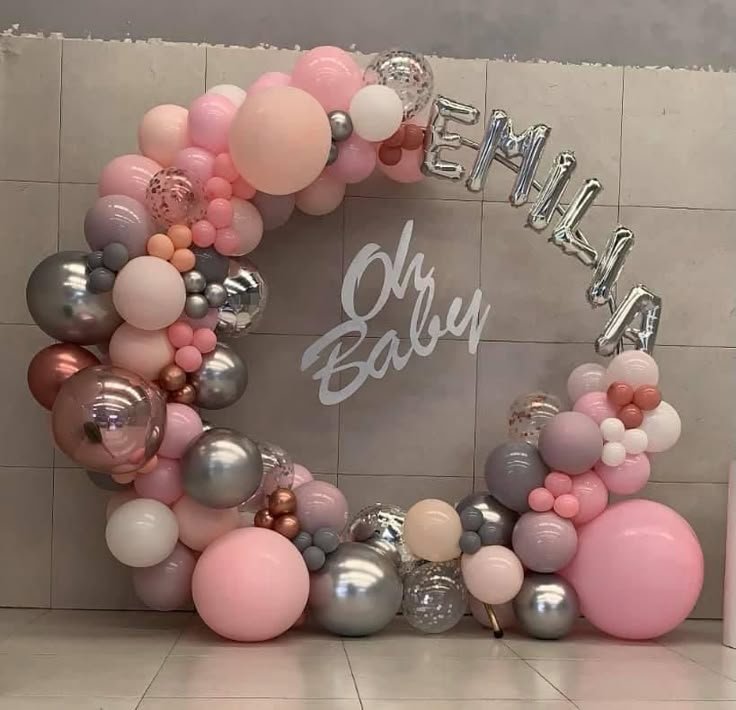 Pink & Silver Baby Girl Balloon Decoration