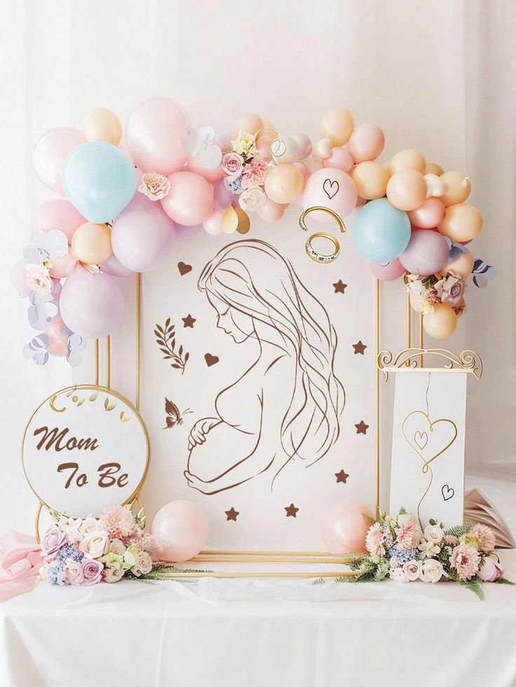 Mom to be baby shower decoration in Mumbai with balloon setup