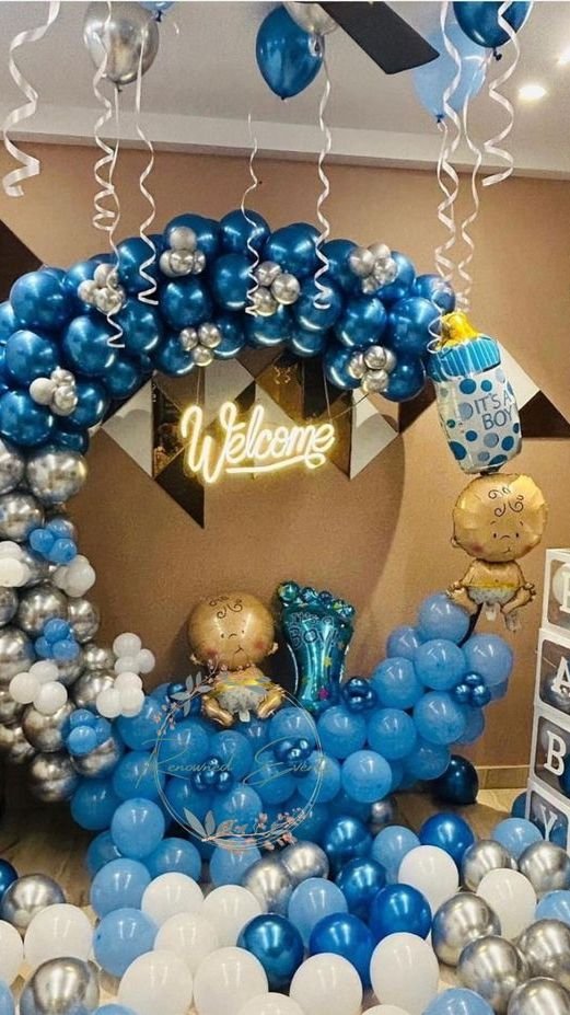 Luxury welcome baby decoration in Mumbai with premium balloon setup