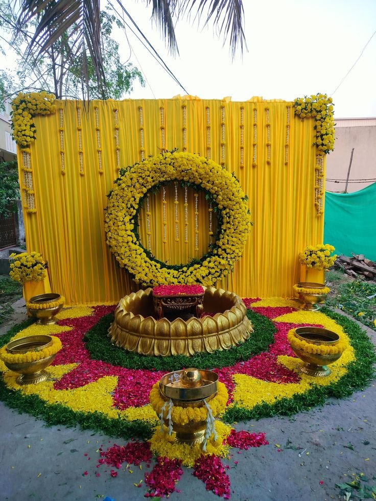 Indoor haldi decoration setup in Mumbai