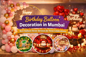Birthday balloon decoration in Mumbai for home celebrations with balloon arch and themed birthday setup