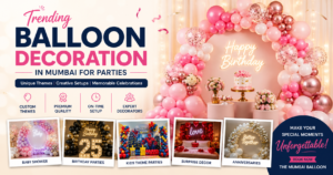 Trending balloon decoration in Mumbai for parties with pastel and metallic themes